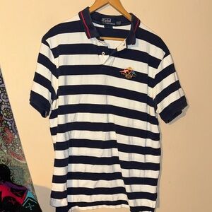 Polo Ralph Lauren Striped Polo Shirt Navy XXL Y2K